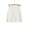 2025 Autumn/Winter High-Waisted Knit Ribbed Bodycon A-Line Skirt with Tie-Up Detail