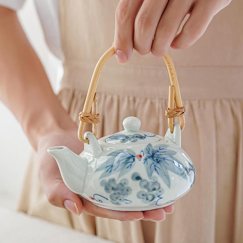 Hand Painted Porcelain Tea Set 1 Teapot 4 Cups Large CapacityHigh TemperatureUnderglaze for Floral Tea Home Office Chinese Style