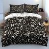 Black and White Alphabet Print Bedding Set Bedding Set (1 Duvet Cover, 2 Pillowcases, Duvet Not Included)