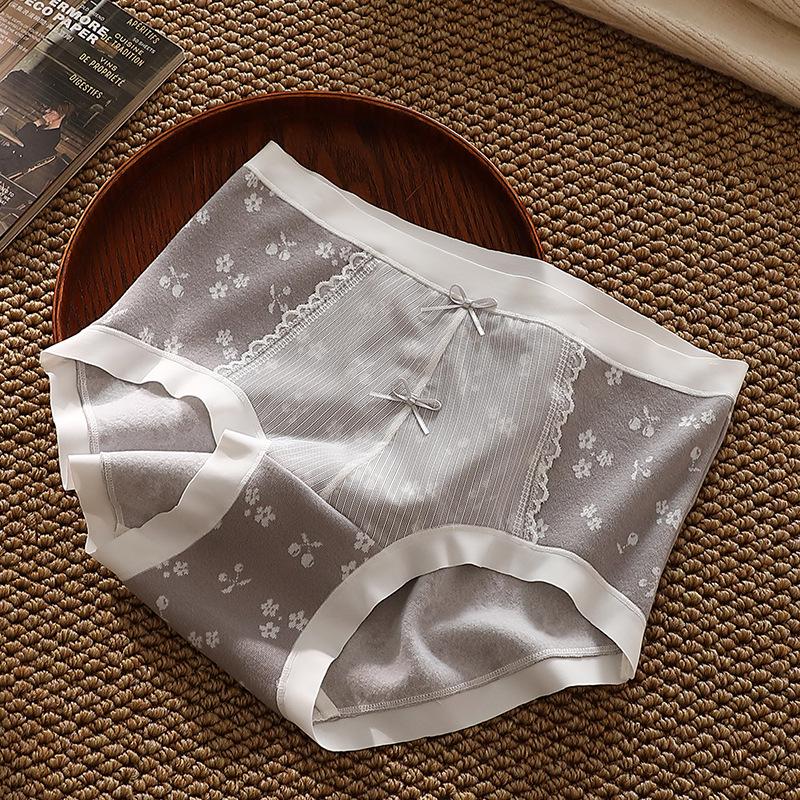 Women's Underwear Pure Cotton Comfortable Sexy Cute Mid-waist Floral Bow Panties