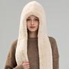 Rex Rabbit Fur Hat Scarf Integrated Snow Cap Winter Warm Ear Protection Shawl Windproof Cap Outdoor Men's and Women's
