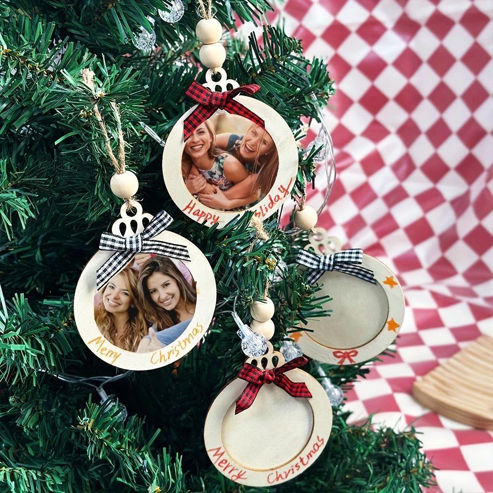 Christmas party hand-painted pendants, European and American style wooden handicrafts, diy Christmas photo frames