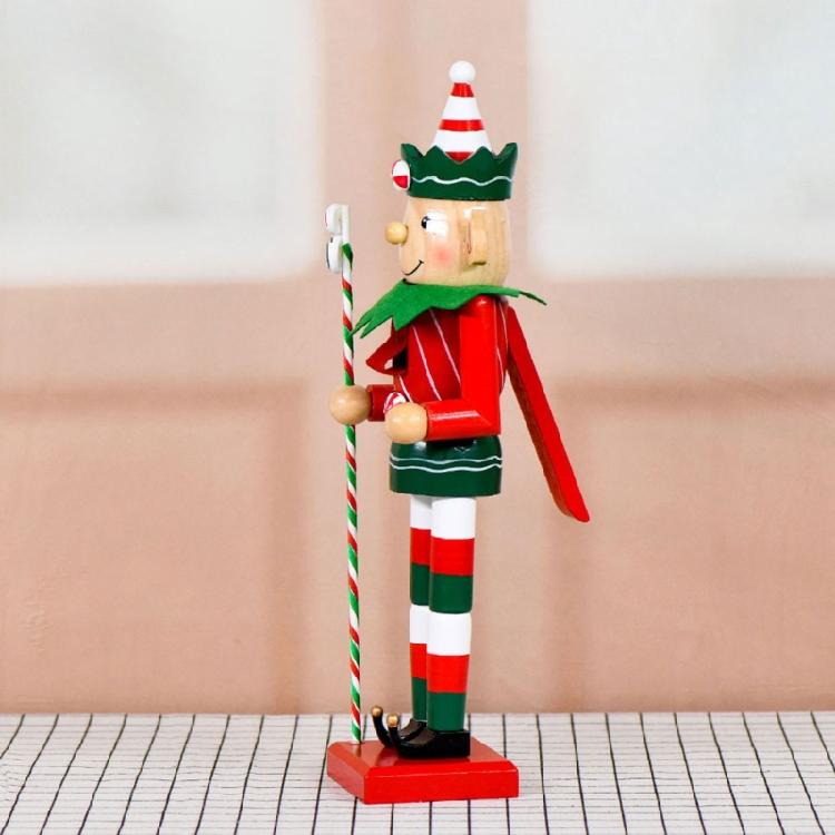 Wood Elf Nutcrackers with Candy Canes Designs Christmas Tabletop Tiered Tray Figurine for Collectors Ornament Gift