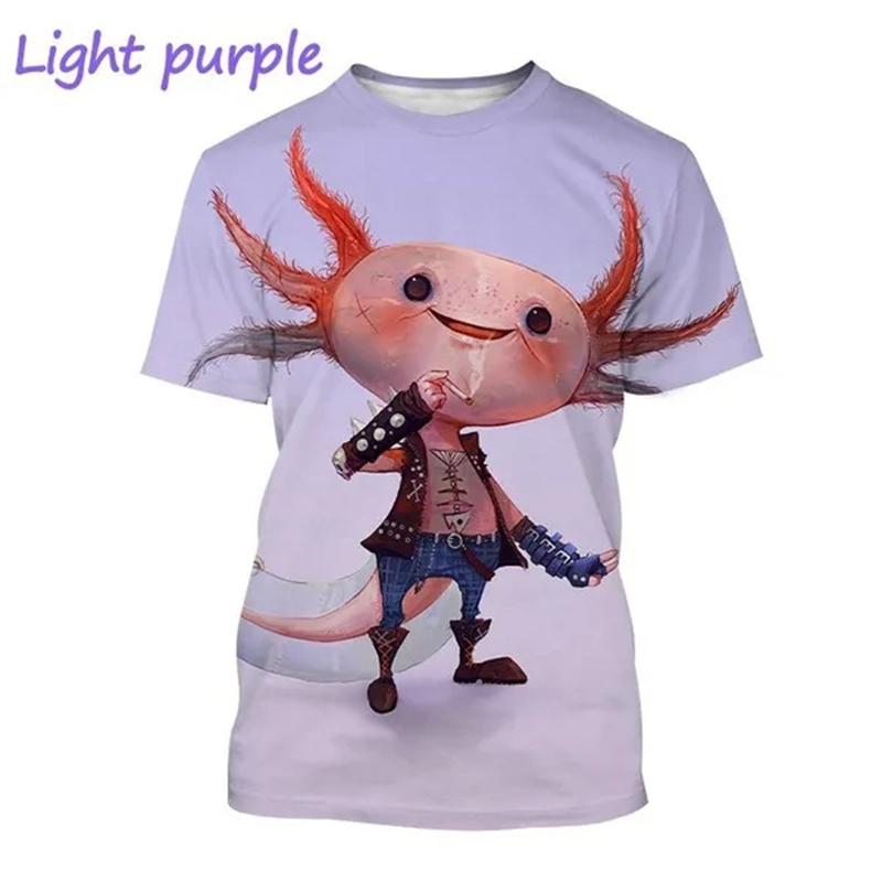 Hot Sale New Axolotl 3D Printed T-shirt Personality Animal Unisex Comfortable Round Neck Print Streetwear Tops Men Women Tees