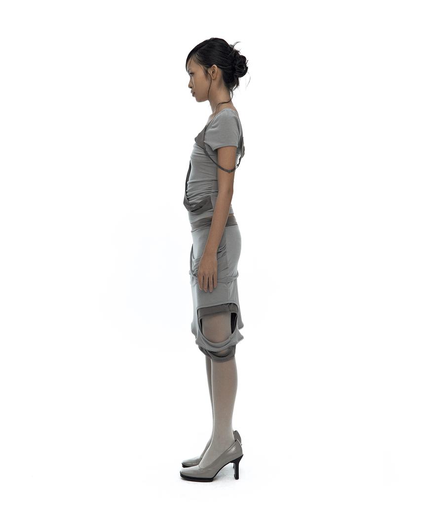 Kasiko Peek-A-Boo Strap Skirt Warm Gray