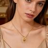Retro Style Tiger'S Eye Stone Flower Pendant Necklace Female, Stainless Steel Twist Chain Necklace 2669