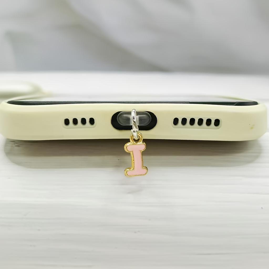 1 Stück Legierung Rosa Buchstabenanhänger Handy Staubschutzstecker Wasserdicht Staubdicht Staubfest