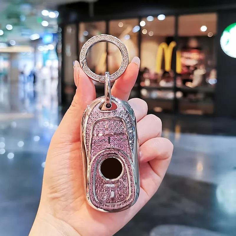 Suitable For 24 Buick Gl8 Keycase Avenir Keycover Key Shell Keychain Car Case Buckle Cute Bear Keychain Sparkling Car Key Case