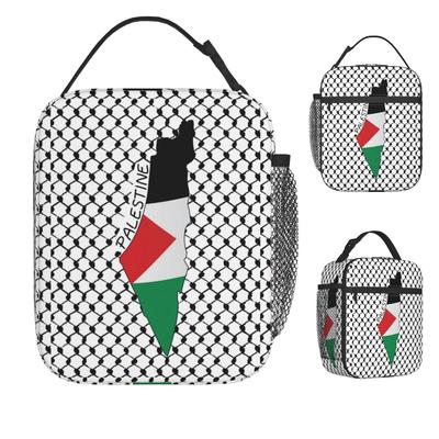 Palestine Flag Map Lunch Bag Kufiya Hatta Work Lunch Box For Child Casual Print Thermal Tote Handbags Waterproof Cooler Bag