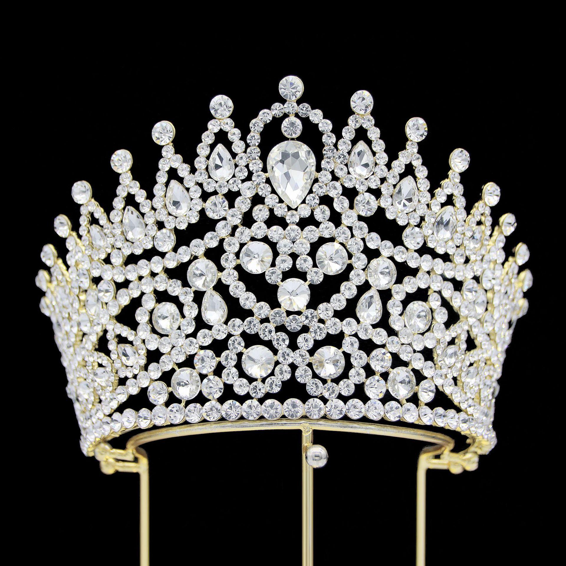 

Новый элегантный стиль вечеринка бал принцесса головной убор конкурс красоты свадебный венец головной убор свадебная повязка на голову корона 17.7CM серебряный