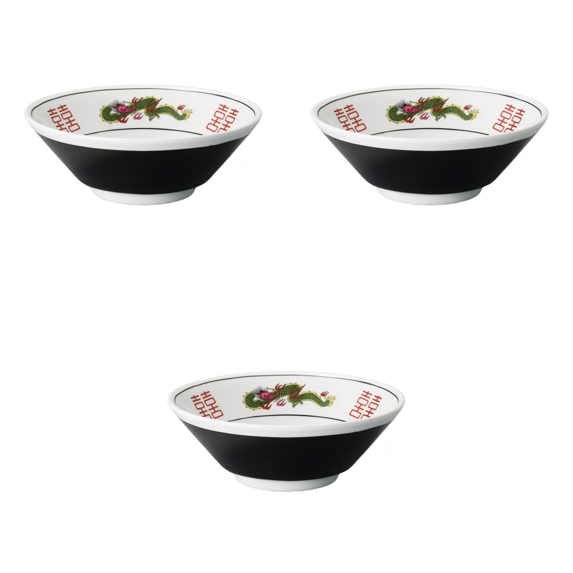 

Set of 3 Black Rolled Three Dragon Cut Bowls x Ramen Bowls by Setomonohonpo 6.3 [19.5 7cm]