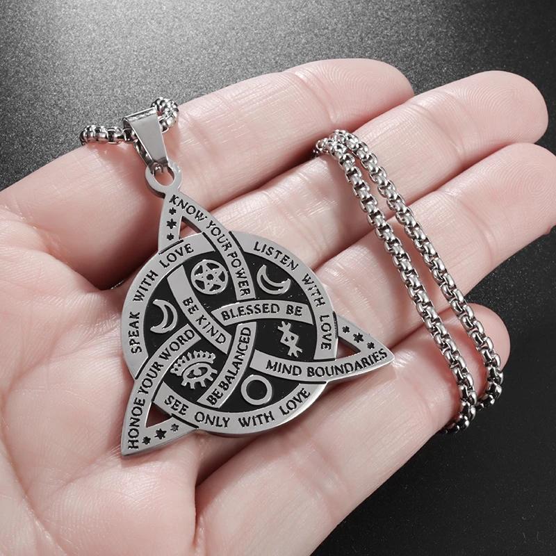 Style Trinity Celtic Knot Shield Pendant Witch Knot Necklace Men Women Irish Protection Amulet Jewelry