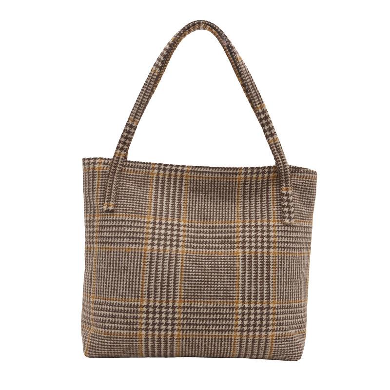 Spring Woolen New Plaid 225 New Trendy Casual Large Capacity Underarm Shoulder Tote Bag