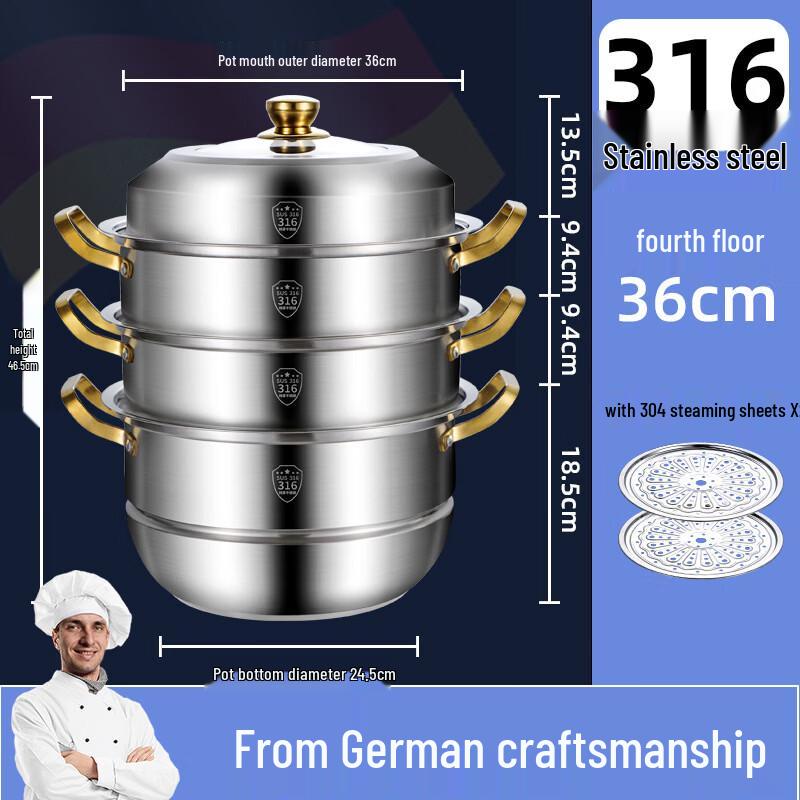 Многоуровневая пароварка Chuangpinju из нержавеющей стали 316L