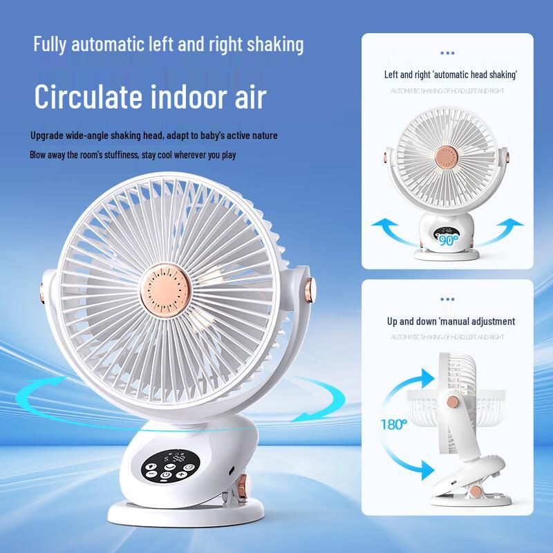 Lilang Chytrý Mini Přenosný Klipový Ventilátor se Světlem