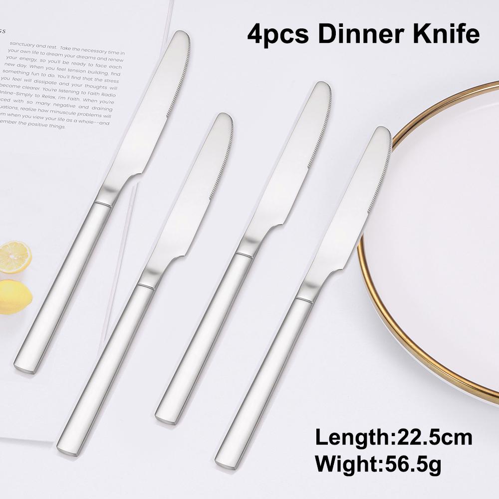 4/6/16/24Pcs Elegant Sliver Tableware Set Stainless Steel Cutlery Mirror Thin Fork Spoon High Polish Western Dinner Set4