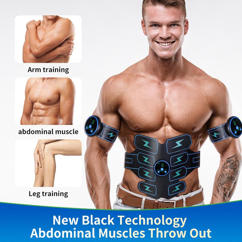 Körperformender Gürtel Muskelaufbau Trainer USB Wiederaufladbar Heim-Fitnessstudio Gewichtsverlust Trainingsgerät für Männer und Frauen