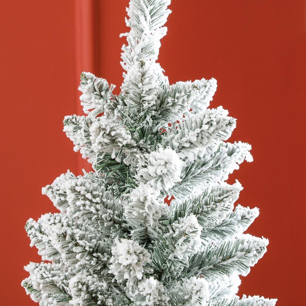 Snowy Artificial Christmas Tree 183cm with 479 Branches and Metal Stand, Green Christmas Tree for Indoor Living Room