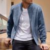 Giacca Cardigan da Uomo in Pelle Scamosciata, Colore Unito, con Zip, Manica Lunga, Casual, Vintage, per Primavera e Autunno