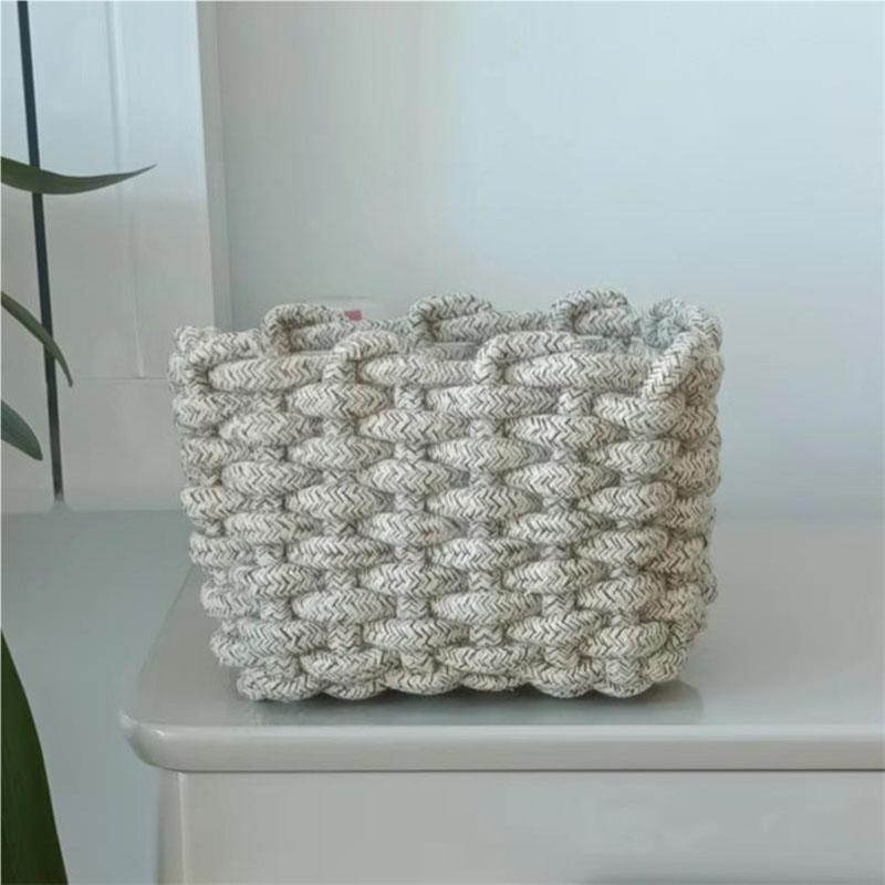 Nordic Style Handmade Cotton Rope Woven Storage Basket Sundries Clothing Cosmetic Organizer Book Toy Desktop Storages