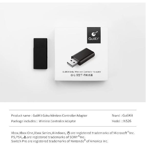 AKNES GuliKit Goku USB Wireless Controller Adapter, Dongle for Xbox Series X|S and Xbox One Controller(Bluetooth Ver.), Switch Pro / PS4&PS5