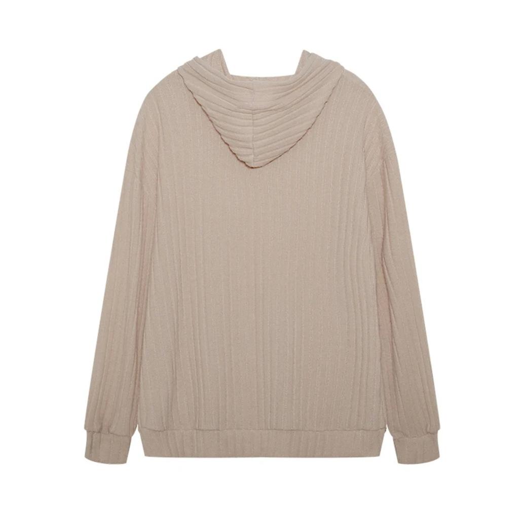 European and American Autumn Winter New Knitwear Hooded Pit Striped Kangaroo Pocket Long Sleeved Sweater