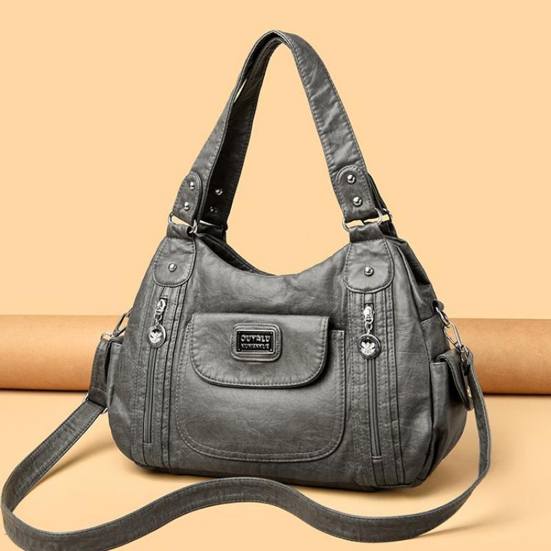 

Casual Lage Capacity Messenger Bag Women 2026 Spring Fashion Designer Luxury Female Tote Bag High Quality PU Leather Shopping Boston Handbags серый