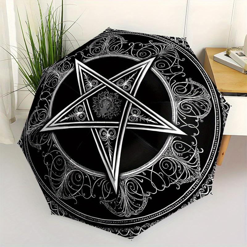 

Decorative Pentagram Symbol Wall Art PrintUmbrella, Portable 3-Fold Compact Umbrella for Men & Women Gift