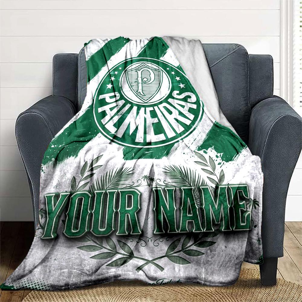 Name Custom SE Palmeiras Print Flannel Blanket High Quality Warm Comfortable Cover for All Seasons Perfect for Gifts Home Decor
