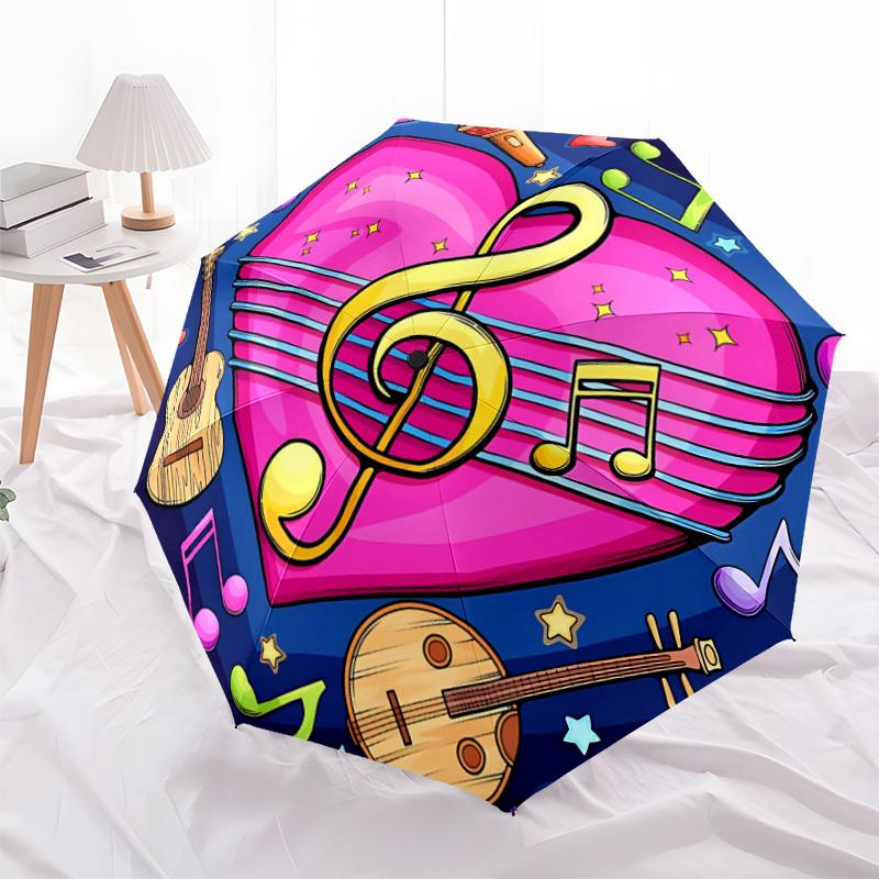 1pc Musical Notes Folding Umbrella | Elegant Design, Fashionable Accessory, Durable Construction, Sturdy Ribs Yy251107111