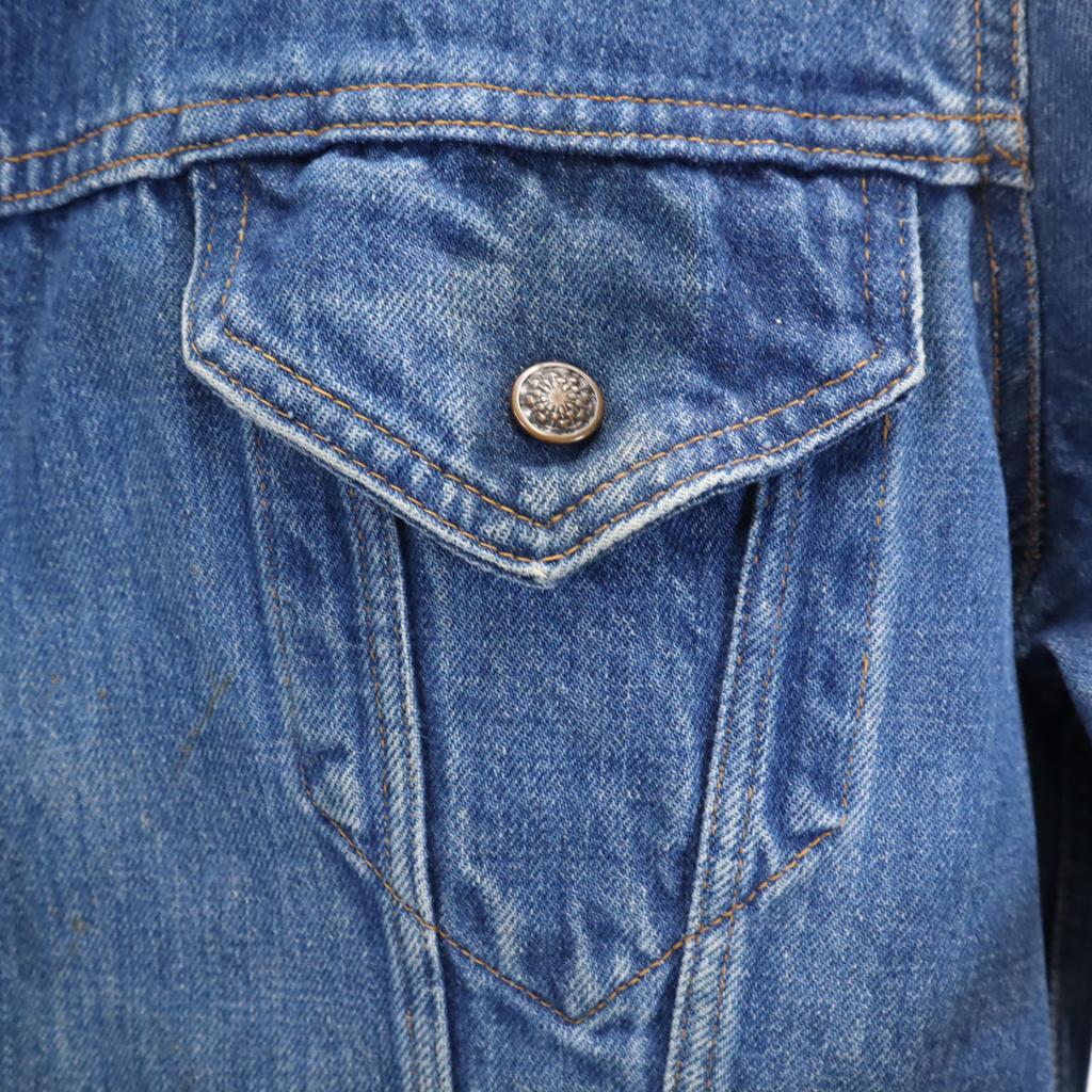 Triple LLL Brand 70s Vintage Denim Jacket Wash Blue Denim Jacket Trucker Men's Used