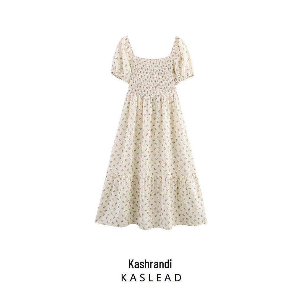 Spring 2025 Women's European & American Style Fashion Fresh Print Short Sleeve Dress