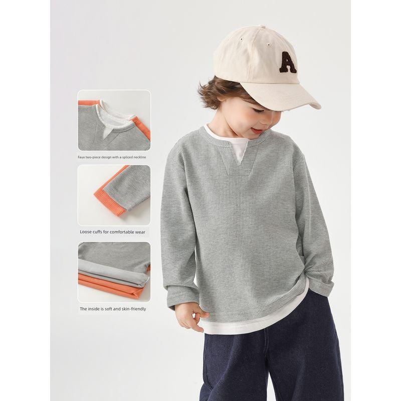 Style Boys' Versatile Long-Sleeve T-Shirt, Children's Spring and Autumn Wear, Durable Top, 2026 New Model Children's Clothing, Baby Base Layer Shirt