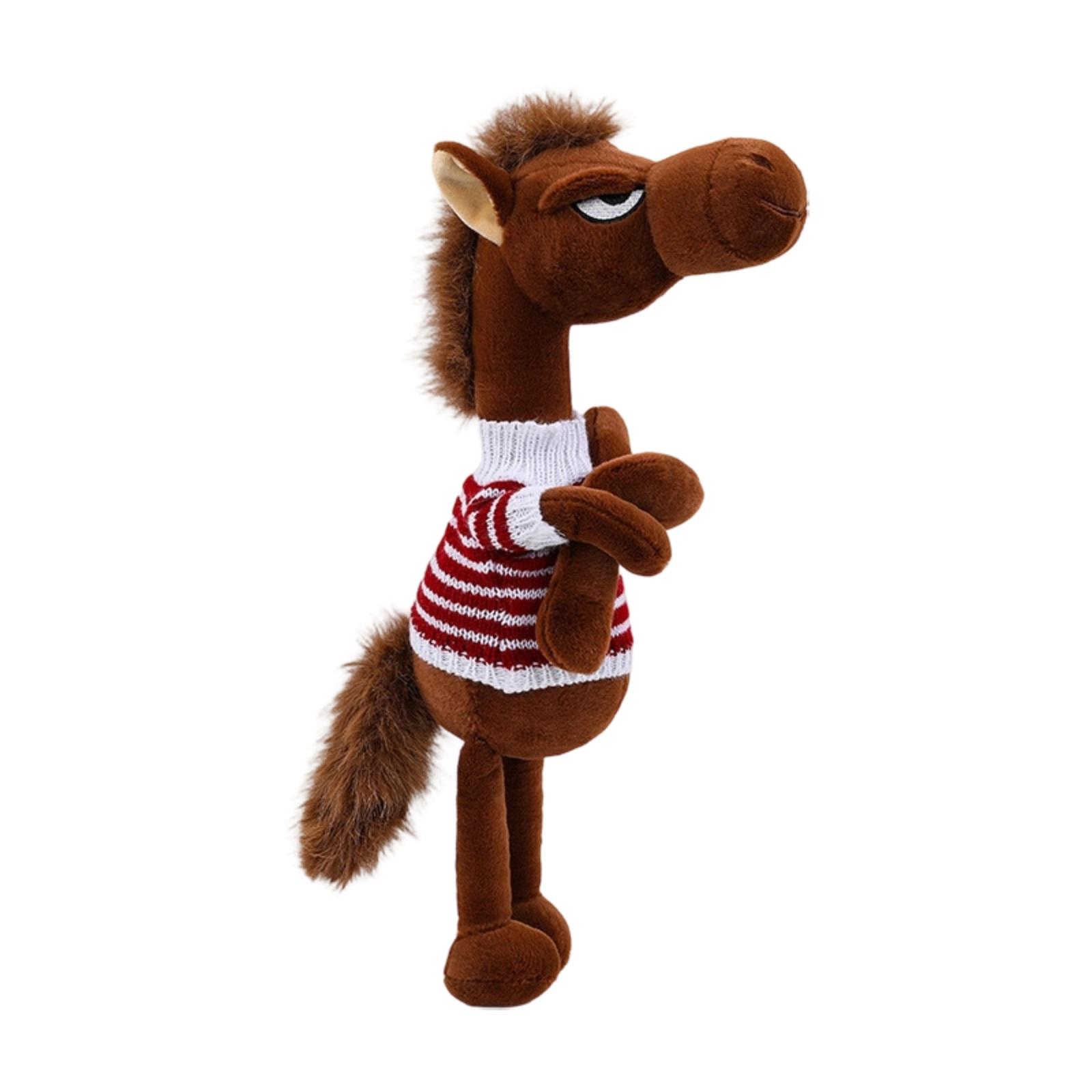 

Horse Year Mascot Plush Toy - A Cool And Aloof Horse With A Detached Expression, A Unique And Stylish Collectible Gift. коричневый