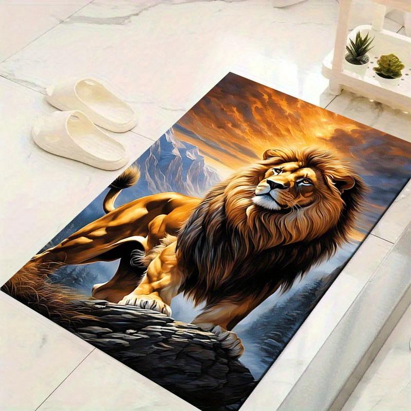 1 Stück Mutiger Löwe Muster Teppich, Rutschfest Nicht Flusend Fleckenbeständig Teppich