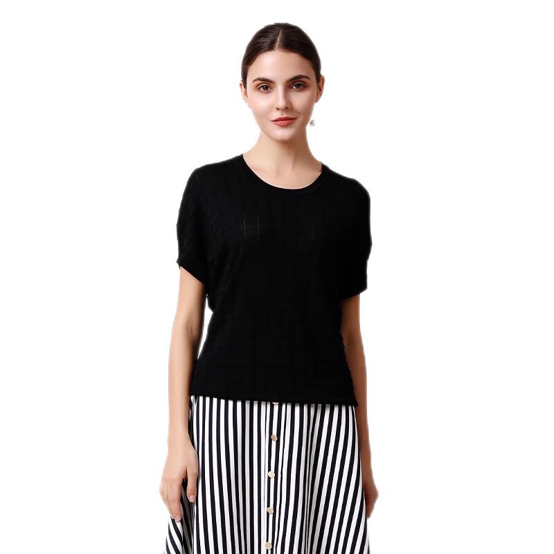 Anlom Women's Short Sleeve Round Neck Knit Top