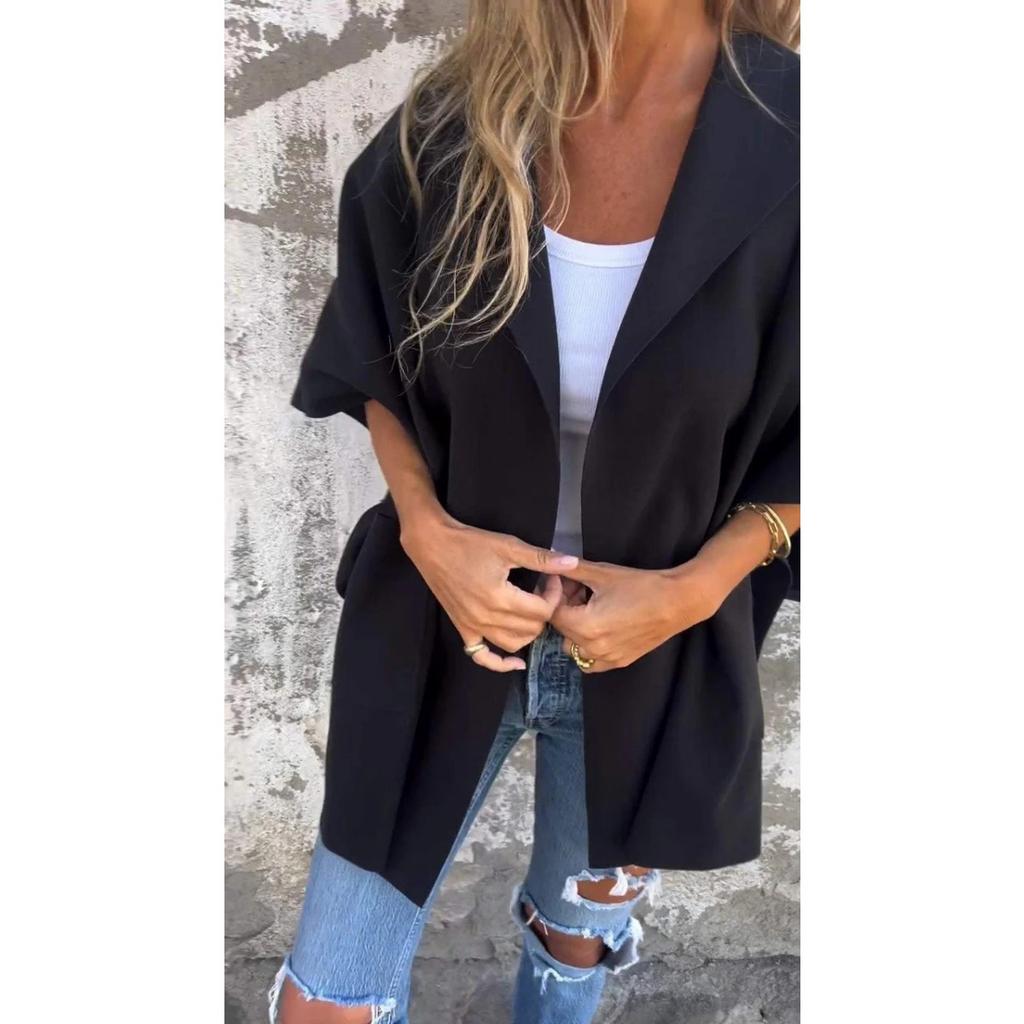 New Women's Fall Winter Lapel One-piece Poncho Coat