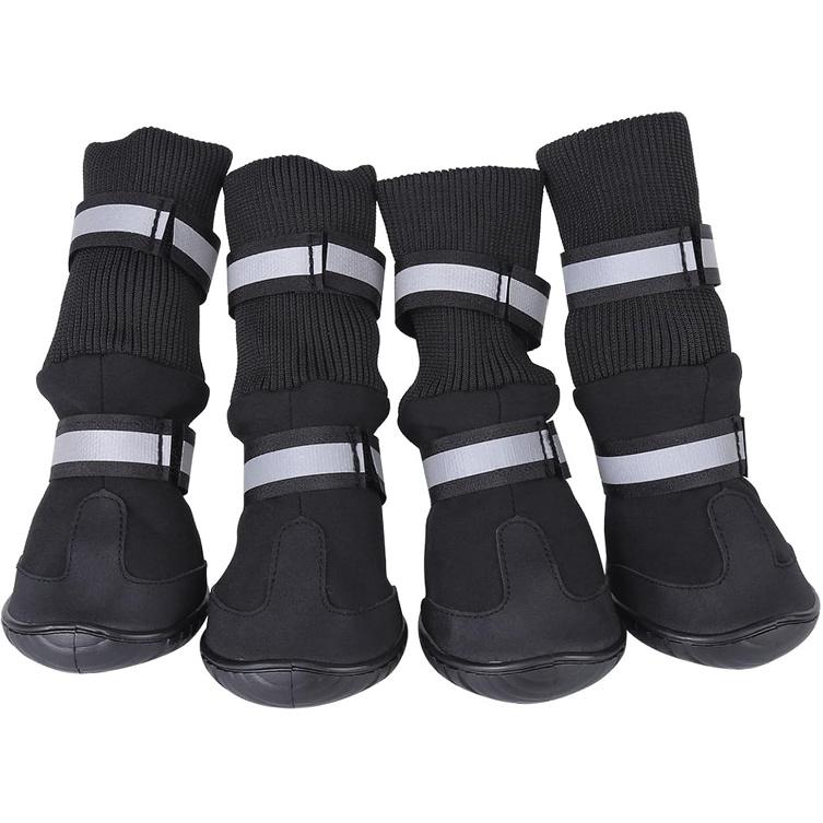 4pcs Set Reflective High Top Dog Boots for Large Dogs Anti Slip Design with Adjustable Closure for Walking In Rain or Snow (XL #02)