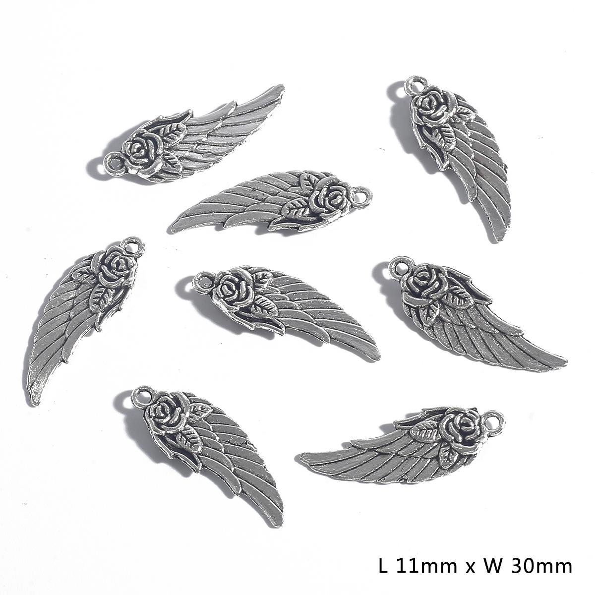 

10/50 шт., аксессуары из сплава в форме крыльев для изготовления ювелирных изделий, ожерелье, браслет, серьги «сделай сам» 11*30mm 10pcs серебряный