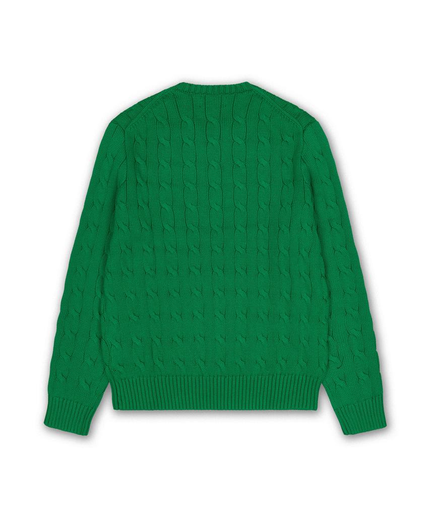 POLO RALPH LAUREN Iconic Cable Knit Flag Sweater - Green