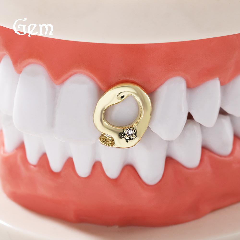 Hip Hop Gold Braces Personality Irregular Hollow Single Teeth Braces Rap Rap Nightclub Accessories серебряный