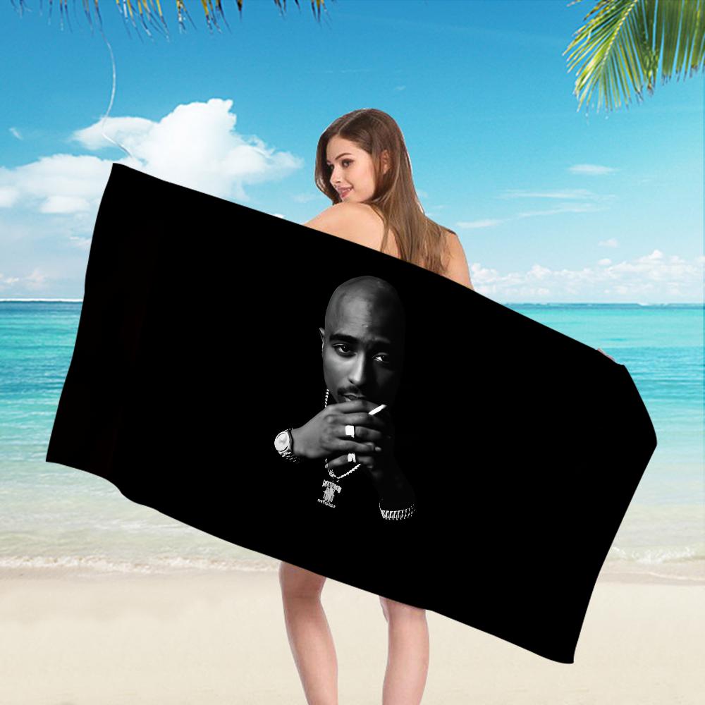 2PAC hip -hop singer Microfiber Beach Towel Absorbent Quick dry Soft Yoga Swimming Resort Mountain Climbing Towel