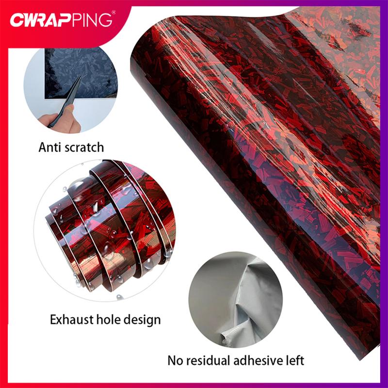 Car Sticker Carbon Glossy Black Red Forged Carbon Fiber Vinyl Wrap Air Release Carbon Fiber Self Adhesive Auto Decal Sticker