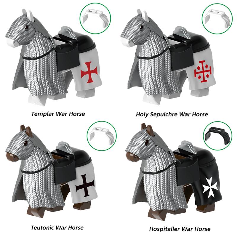 MOC Medieval Military Building Blocks Cavalry Regiment Knight Horse Animal Accessories Set Mini Bricks Buy Goods Boy Toy Gift