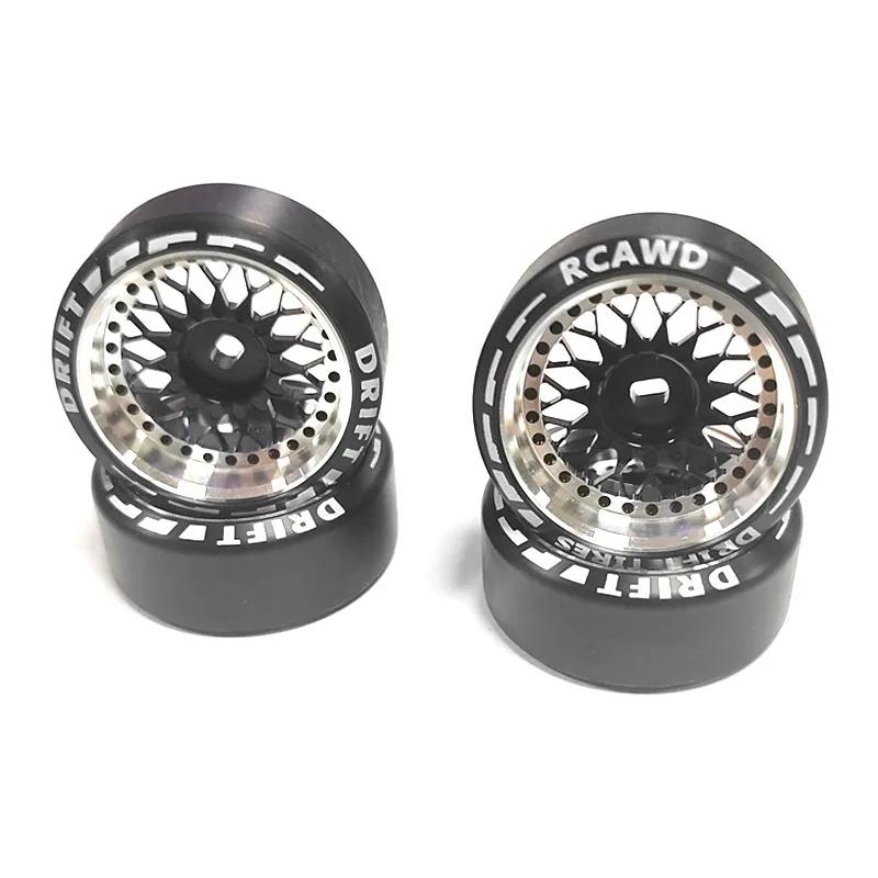 4pcs/set alloy rc wheel rim+ drift tire for 1/28 Wltoys K969 K989 P929 kyosho rally model car upgraded part
