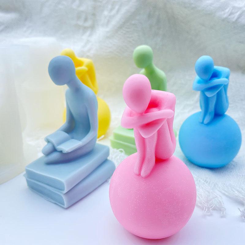 3D Abstraktes Denkporträt Kerze Silikonform DIY Nordische Kunst Abstraktes Menschlicher Körper Gipsform Epoxidharz Handwerk Heimdekor