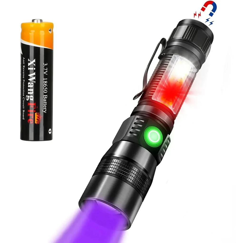 5W Mini 365nm 395nm UV Flashlight Zoom Ultraviolet Blacklight USB Rechargeable Purple Torch Pet Cat Dog Stains Urine Detector