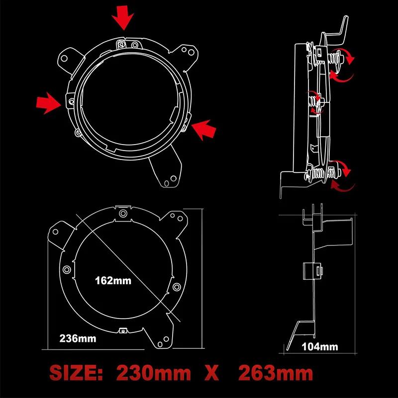 9" To 7" LED Headlights Adjustment Adapter Mounting Bracket Aluminium Alloy for Wrangler JL JLU Sport Rubicon Sahara 2018-