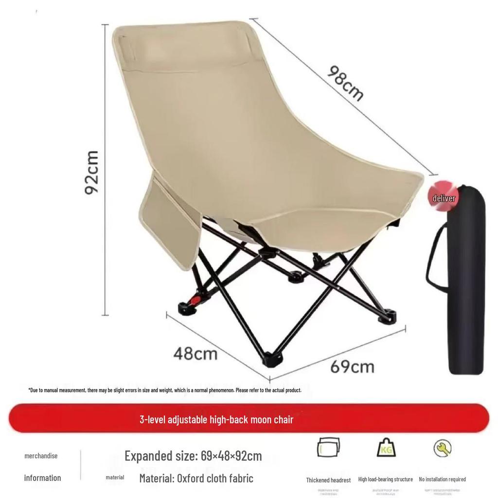 Portable 3-Position Adjustable Recliner Moon Chair for Outdoor Camping, Beach, and Breaks