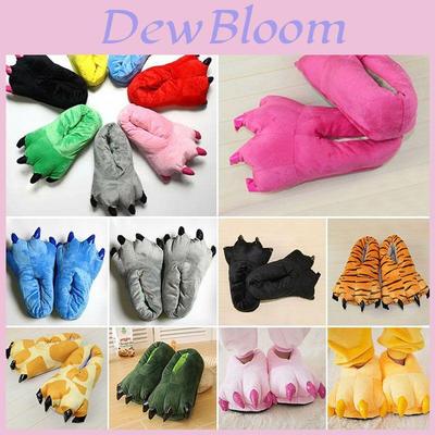 Pantufas Cosplay de Dinossauro Aconchegantes Com Sapatos de Patas de Pelúcia Macia Para Aquecimento de Inverno
